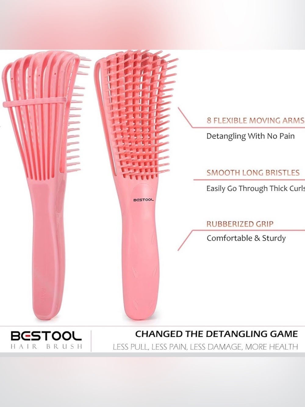 Pink Detangling Hair Brush - Flexible Bristles - Picture 3 of 7